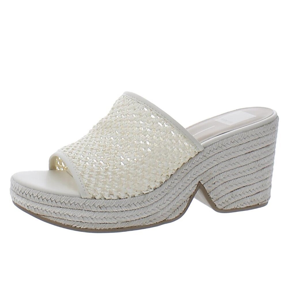 Dolce Vita Saydie Raffia Slip On Wedge Sandals Ivory Women’s